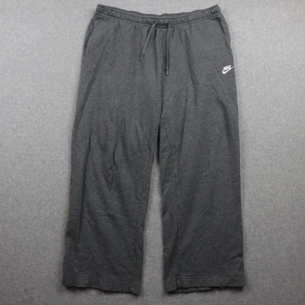 Nike Pants Mens XL Activewear Sweat Fleece Lounge Drawstring Wide Leg Gym Gray